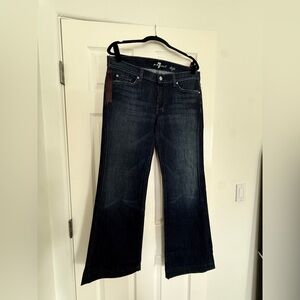 7 FOR ALL MANKIND WOMEN'S DOJO BALTIMORA DARK WASH CRYSTAL POCKET TROUSER JEANS
